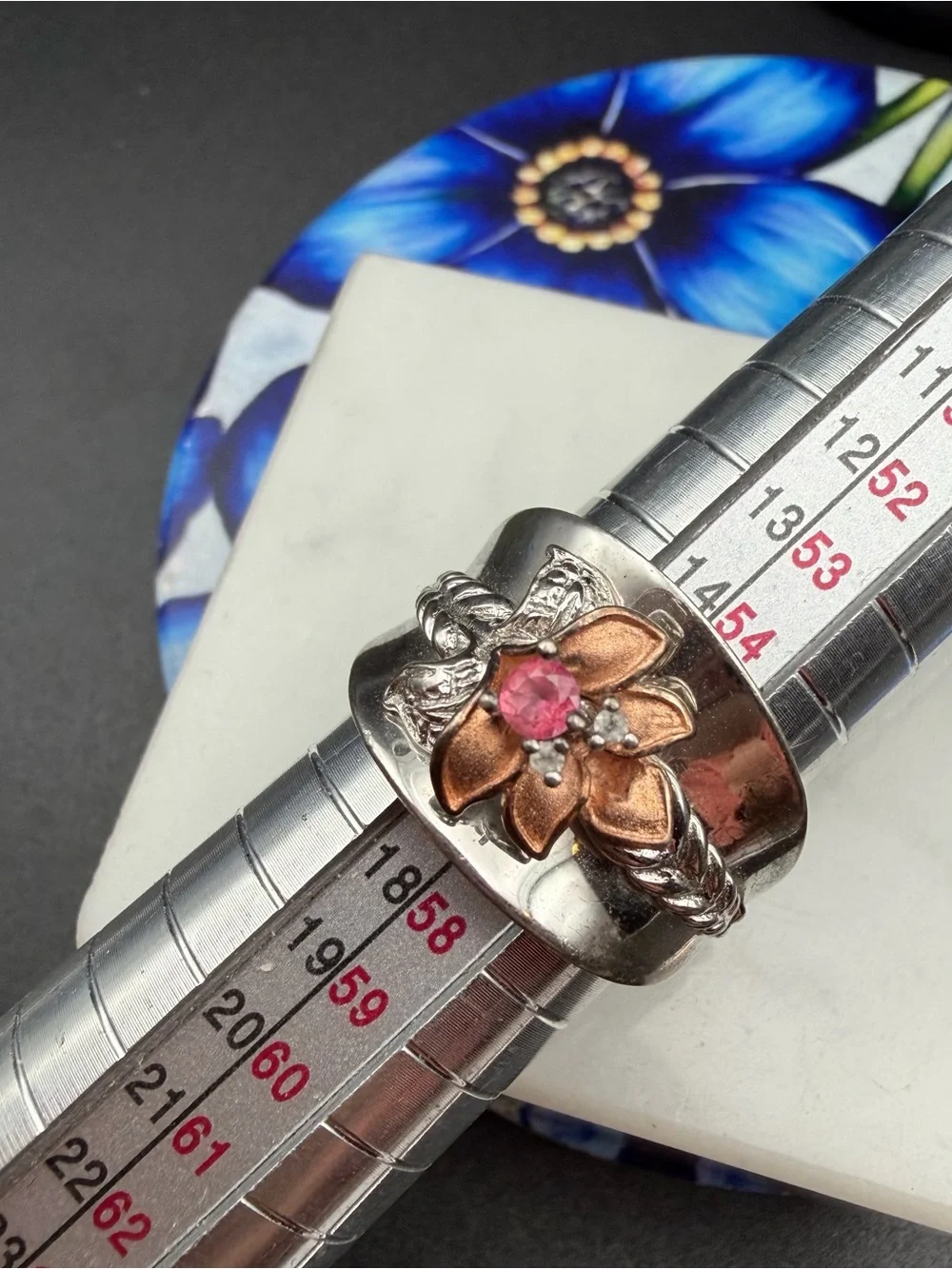 925 Sterling Silver Flower floral Ring #S78  size 7.75